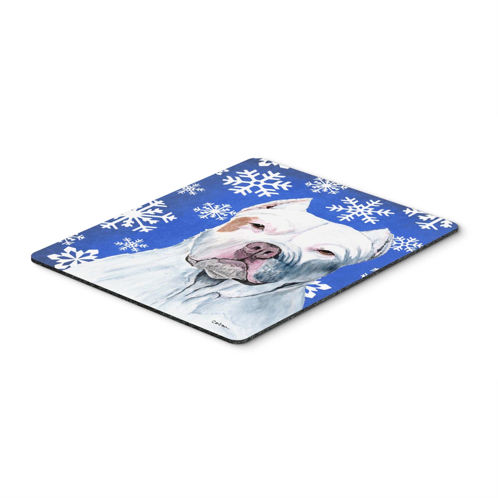 Caroline'S Treasures Mouse/Hot Pad/Trivet, Pit Bull Winter Snowflakes Holiday (Sc9381Mp)
