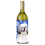 Shih Tzu Winter Snowflakes Holiday Wine Bottle Beverage Insulator Beverage Insulator Hugger