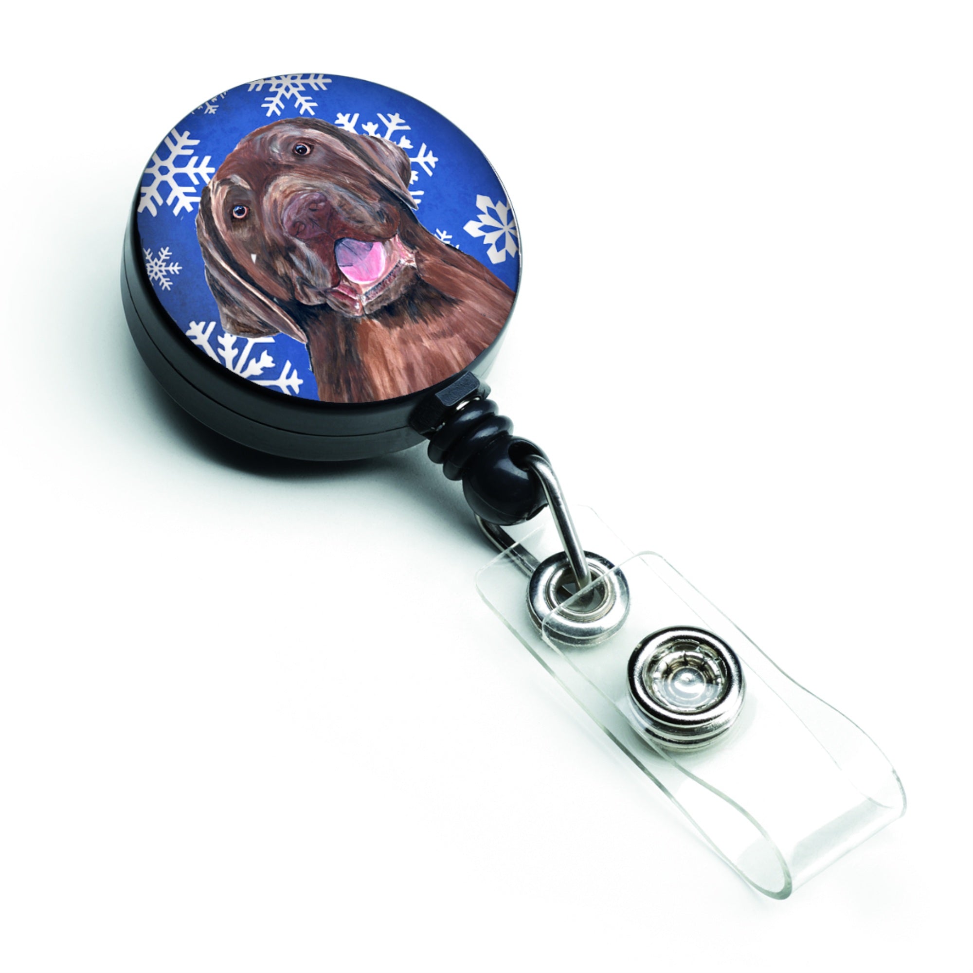 Caroline'S Treasures Labrador Winter Snowflakes Holiday Retractable Badge Reel, Multicolor (Sc9384Br)