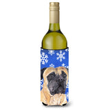 Mastiff Winter Snowflakes Holiday Wine Bottle Beverage Insulator Beverage Insulator Hugger