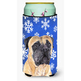 Mastiff Winter Snowflakes Holiday Tall Boy Beverage Insulator Beverage Insulator Hugger