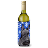 Scottish Terrier Winter Snowflakes Holiday Wine Bottle Beverage Insulator Beverage Insulator Hugger