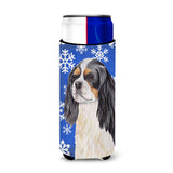 Cavalier Spaniel Winter Snowflakes Holiday Ultra Beverage Insulators For Slim Cans Sc9391Muk