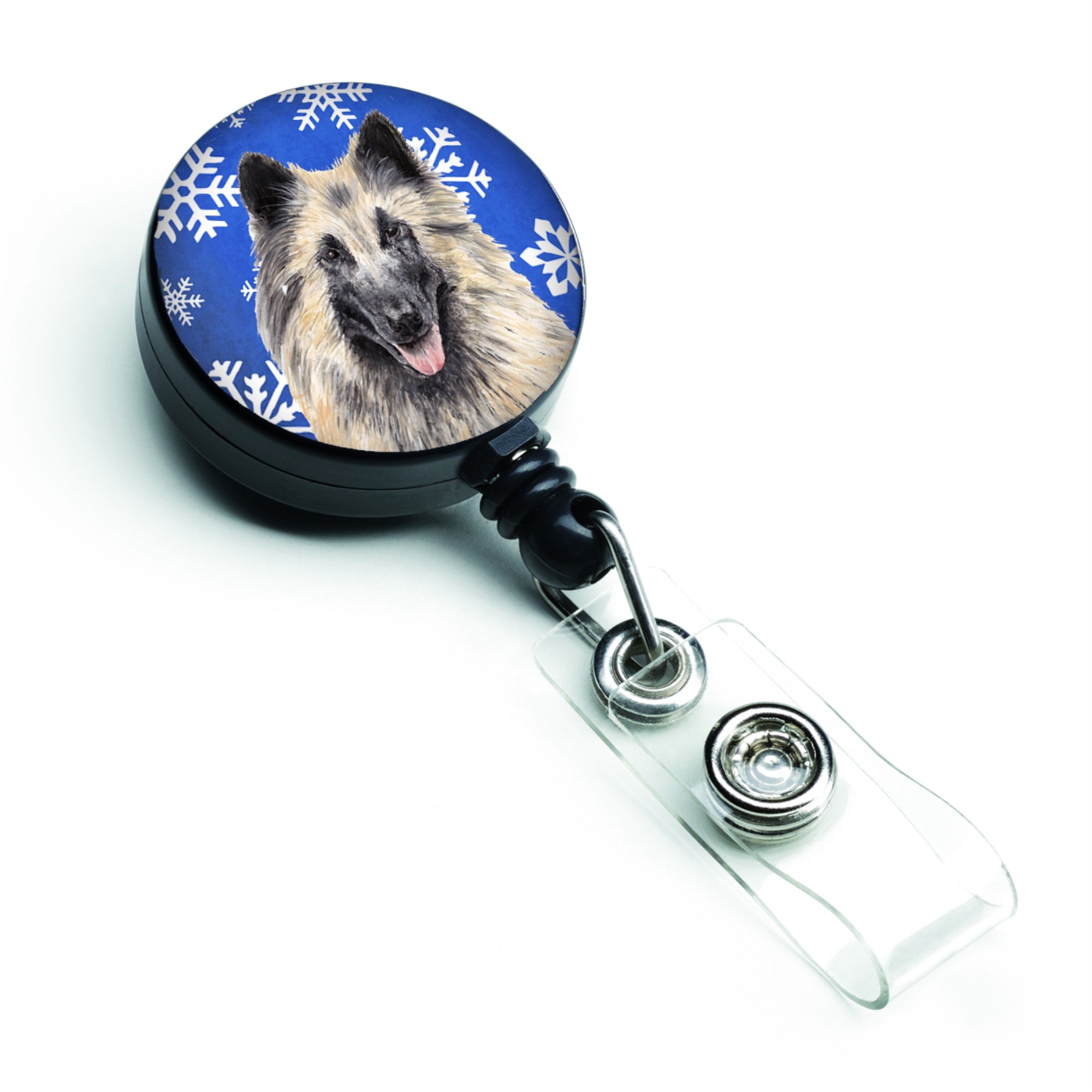 Caroline'S Treasures Belgian Tervuren Winter Snowflakes Holiday Retractable Badge Reel, Multicolor (Sc9392Br)