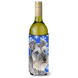 Caroline'S Treasures Sc9393Literk Schnauzer Winter Snowflakes Holiday Wine Bottle Koozie Hugger, 750 Ml, Multicolor
