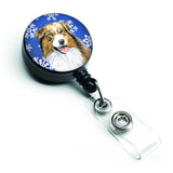 Caroline'S Treasures Australian Shepherd Winter Snowflakes Retractable Badge Reel, Multicolor (Sc9397Br)