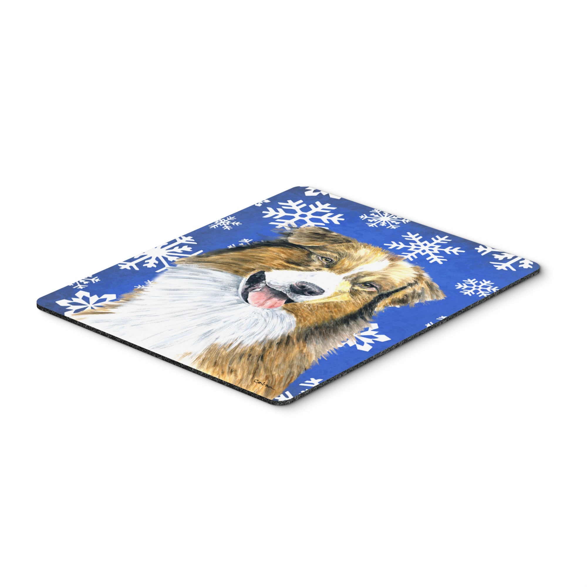 Caroline'S Treasures Mouse/Hot Pad/Trivet, Australian Shepherd Winter Snowflakes Holiday (Sc9397Mp)