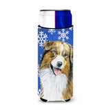 Australian Shepherd Winter Snowflakes Holiday Ultra Beverage Insulators For Slim Cans Sc9397Muk