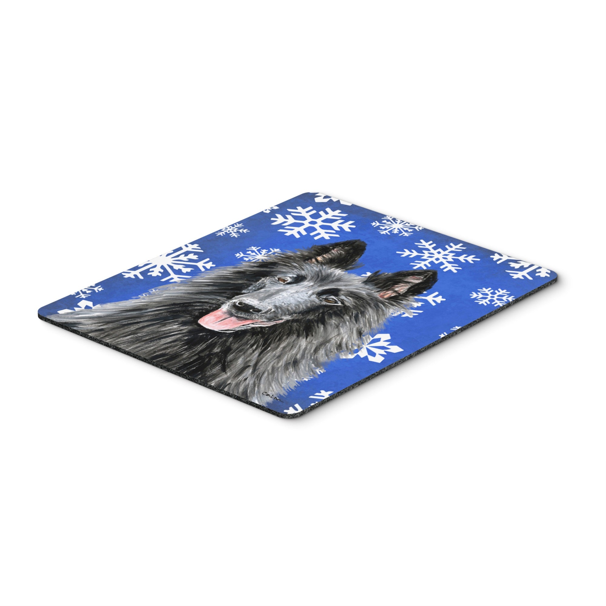 Caroline'S Treasures Mouse/Hot Pad/Trivet, Belgian Sheepdog Winter Snowflakes Holiday (Sc9398Mp)
