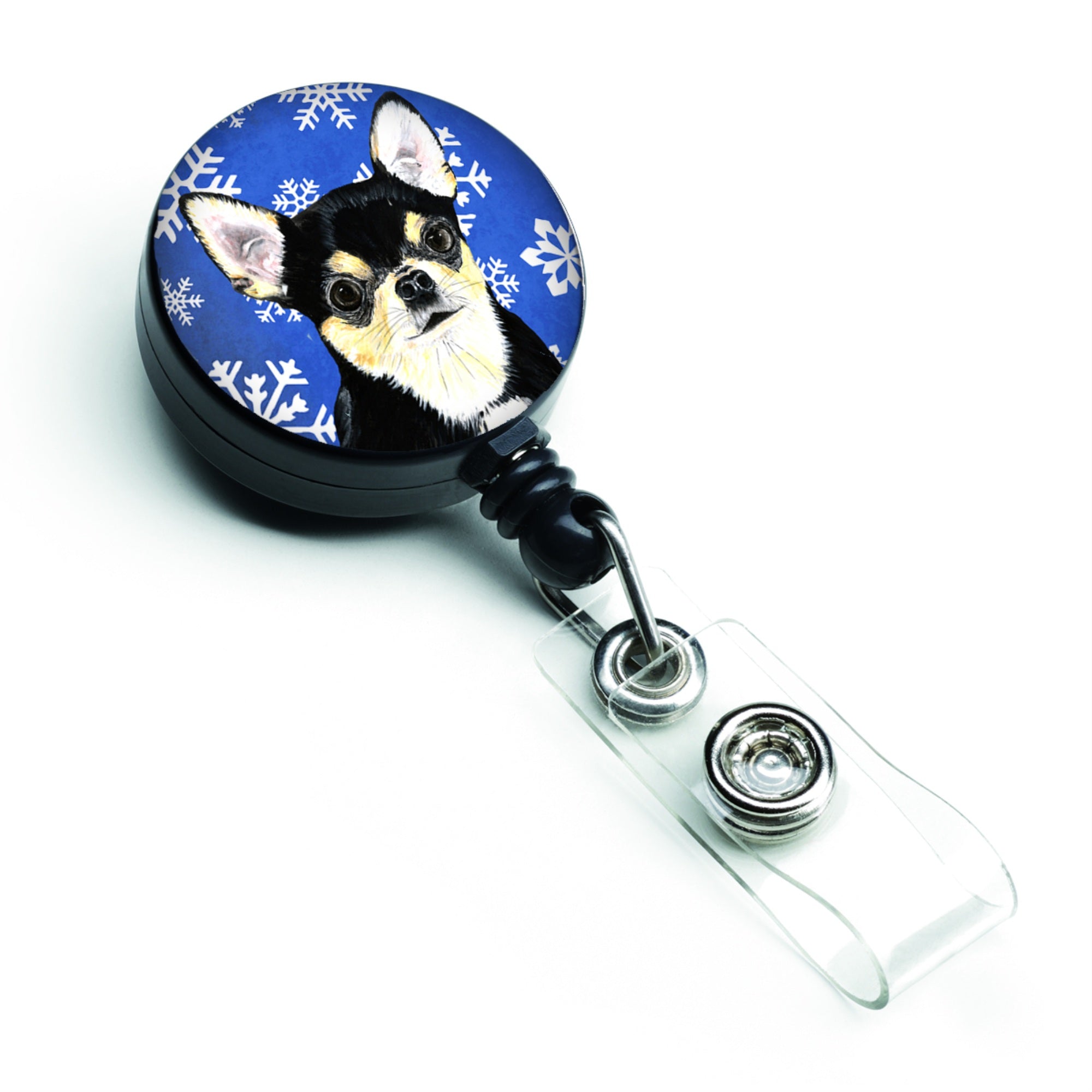 Caroline'S Treasures Chihuahua Winter Snowflakes Holiday Retractable Badge Reel, Multicolor (Sc9399Br)