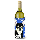 Chihuahua Winter Snowflakes Holiday Wine Bottle Beverage Insulator Beverage Insulator Hugger
