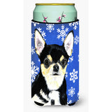 Chihuahua Winter Snowflakes Holiday Tall Boy Beverage Insulator Beverage Insulator Hugger