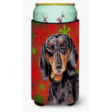 Dachshund Red And Green Snowflakes Holiday Christmas Tall Boy Beverage Insulator Beverage Insulator Hugger