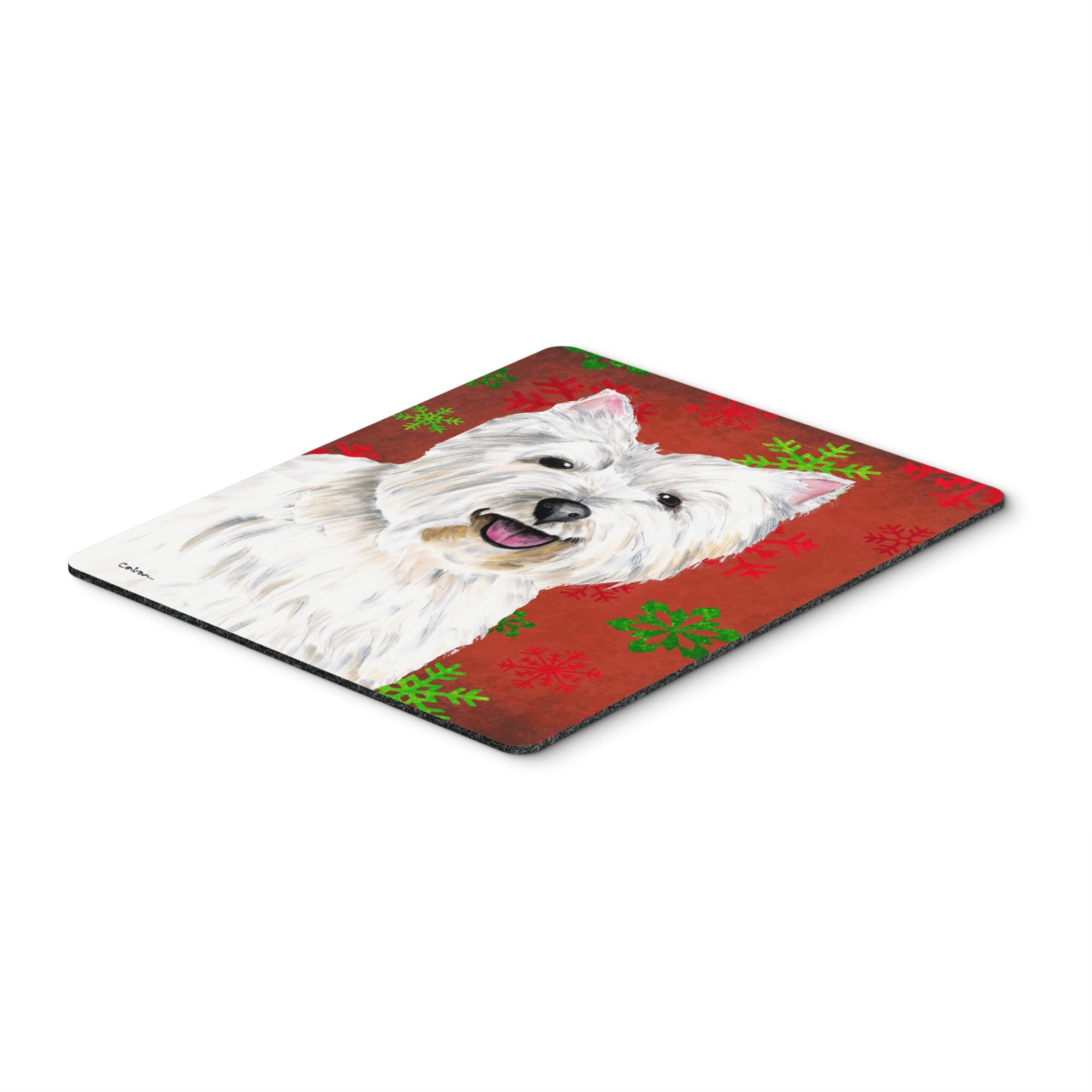 Caroline'S Treasures Mouse/Hot Pad/Trivet, Westie Red & Green Snowflakes Holiday Christmas (Sc9410Mp)
