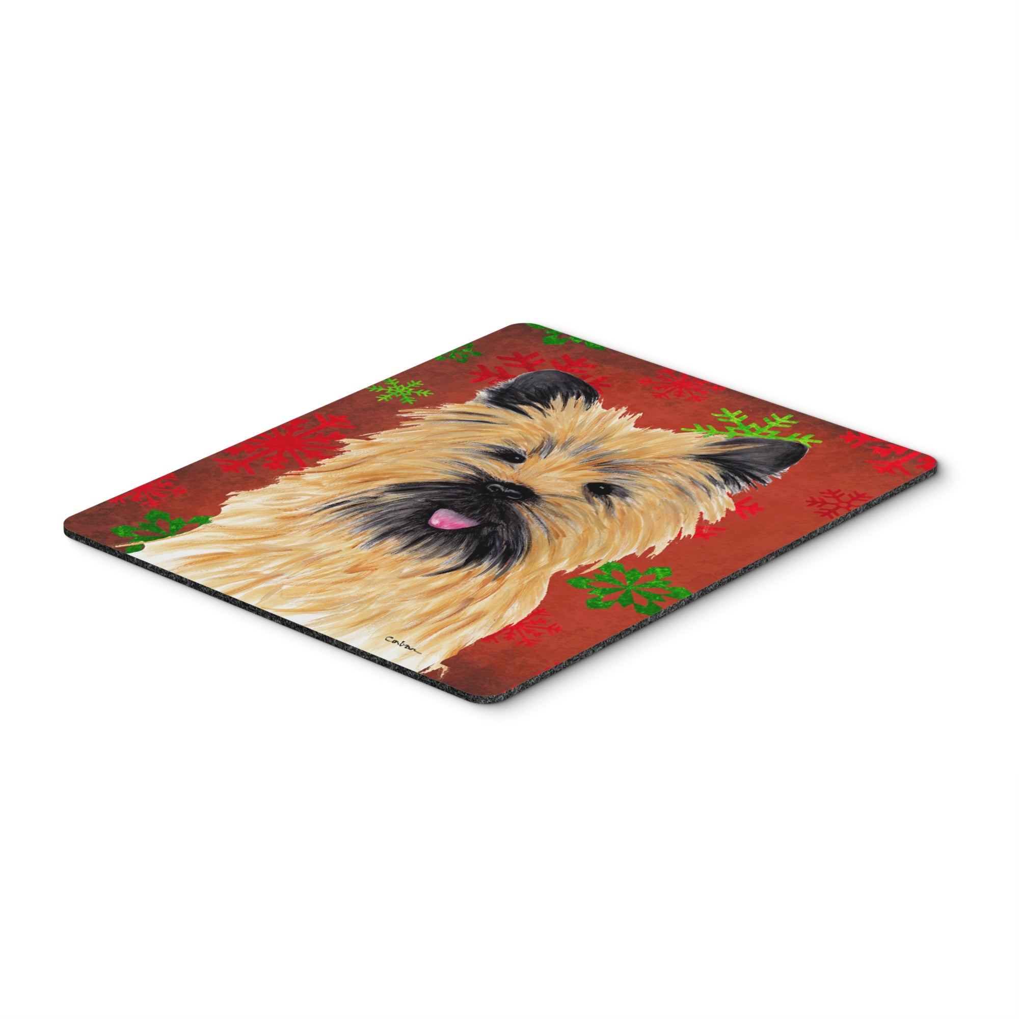 Caroline'S Treasures Mouse/Hot Pad/Trivet, Cairn Terrier Red & Green Snowflakes Christmas (Sc9415Mp)