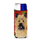 Cairn Terrier Red And Green Snowflakes Holiday Christmas Ultra Beverage Insulators For Slim Cans Sc9415Muk
