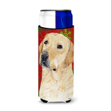 Labrador Red And Green Snowflakes Holiday Christmas Ultra Beverage Insulators For Slim Cans Sc9416Muk