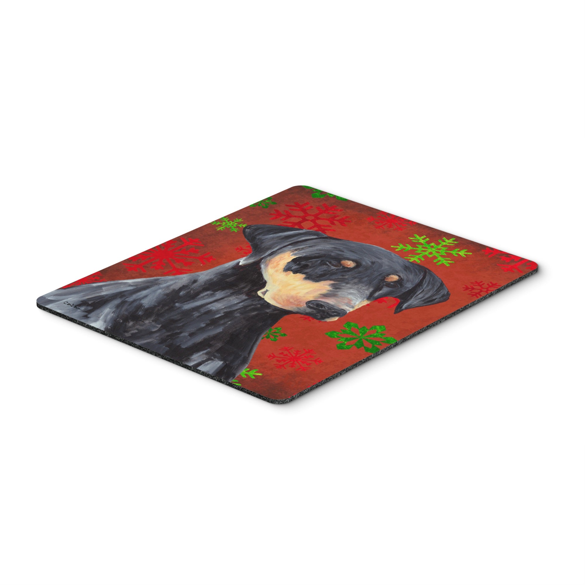 Caroline'S Treasures Mouse/Hot Pad/Trivet, Doberman Red & Green Snowflakes Christmas (Sc9417Mp)