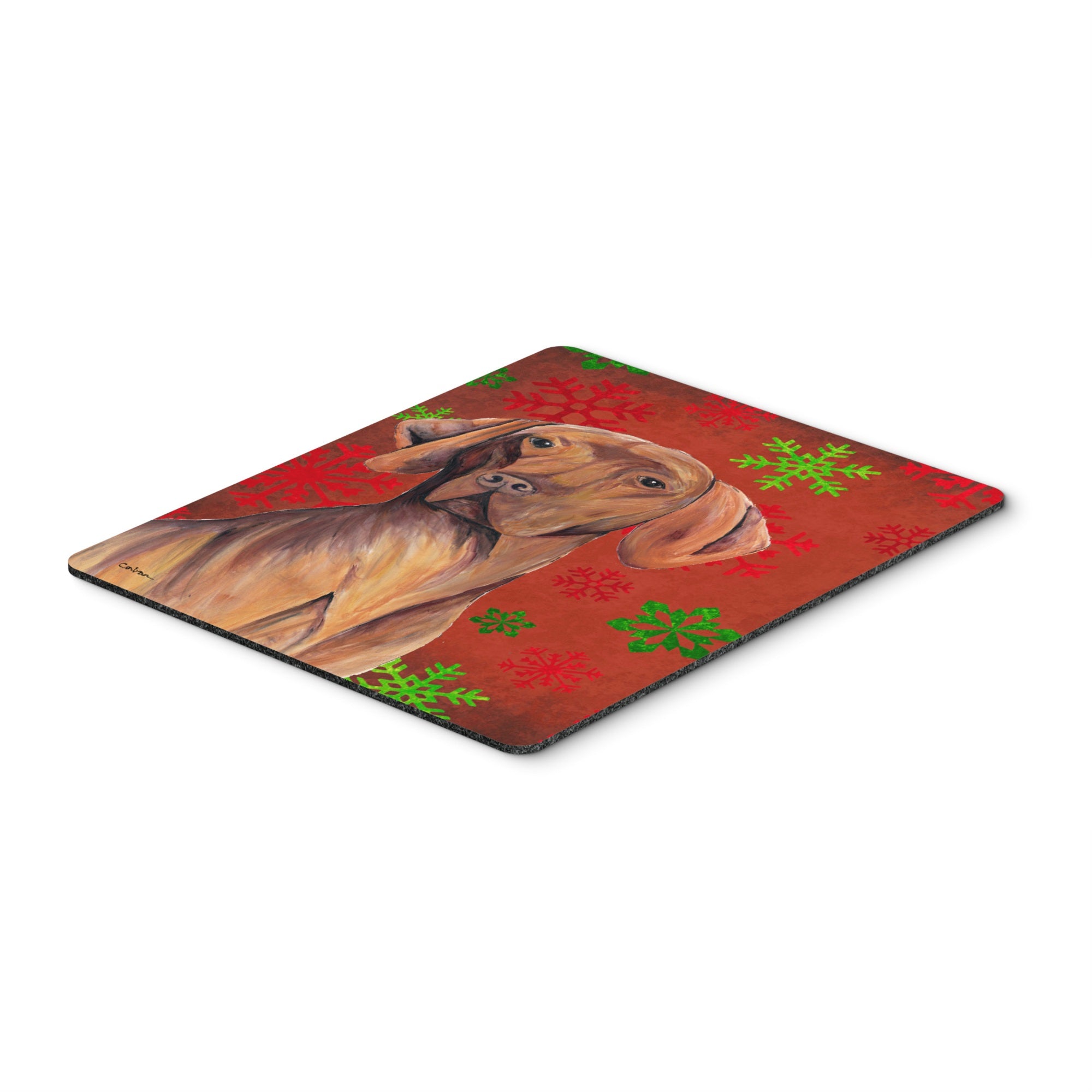 Caroline'S Treasures Mouse/Hot Pad/Trivet, Vizsla Red & Green Snowflakes Holiday Christmas (Sc9418Mp)