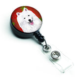 Caroline'S Treasures American Eskimo Red & Green Snowflake Christmas Badge Reel, Multicolor (Sc9419Br)
