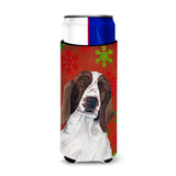 Welsh Springer Spaniel Red Green Snowflakes Holiday Christmas Ultra Beverage Insulators For Slim Cans Sc9420Muk