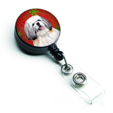 Caroline'S Treasures Shih Tzu Red & Green Snowflakes Christmas Retractable Badge Reel, Multicolor (Sc9423Br)