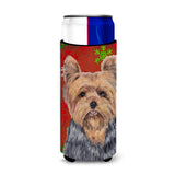 Caroline'S Treasures Sc9428Muk Yorkie Red And Green Snowflakes Holiday Christmas Michelob Ultra Koozies, Slim, Multicolor