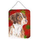 Caroline'S Treasures Brittany Red And Green Snowflakes Holiday Christmas Wall Or Door Hanging Prints, 16 X 12, Multico