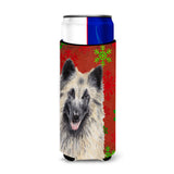 Belgian Tervuren Red And Green Snowflakes Holiday Christmas Ultra Beverage Insulators For Slim Cans Sc9432Muk