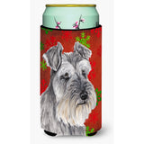 Caroline'S Treasures Schnauzer Red And Green Snowflakes Holiday Christmas Koozie Hugger, Tall, Multicolor