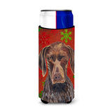 German Shorthaired Pointer Red Snowflakes Holiday Christmas Ultra Beverage Insulators For Slim Cans Sc9435Muk