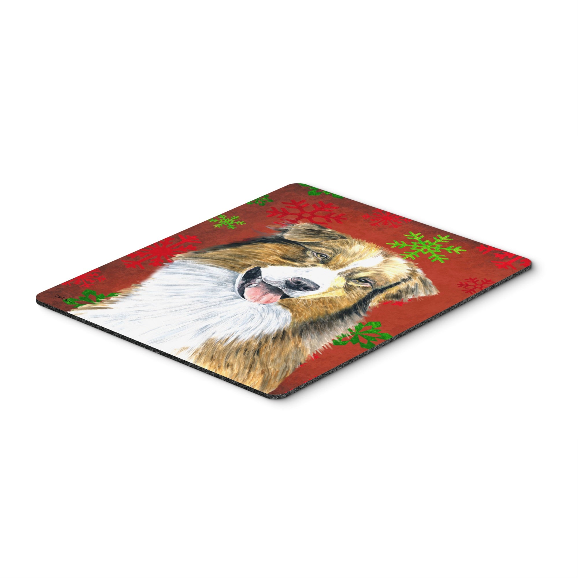 Caroline'S Treasures Mouse/Hot Pad/Trivet, Australian Shepherd Snowflakes Holiday Christmas (Sc9437Mp)