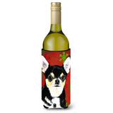 Chihuahua Red And Green Snowflakes Holiday Christmas Wine Bottle Beverage Insulator Beverage Insulator Hugger