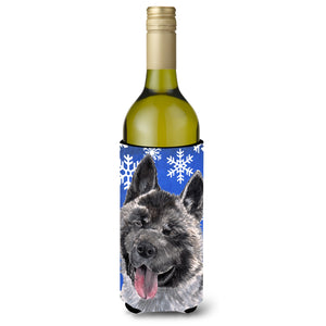 Akita Winter Snowflakes Holiday Wine Bottle Beverage Insulator Hugger Sc9481Literk