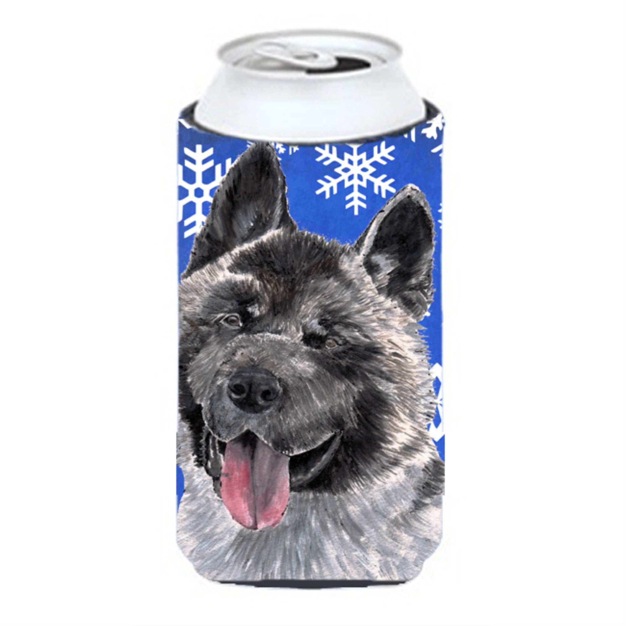 Akita Winter Snowflakes Holiday Tall Boy Beverage Insulator Hugger Sc9481Tbc