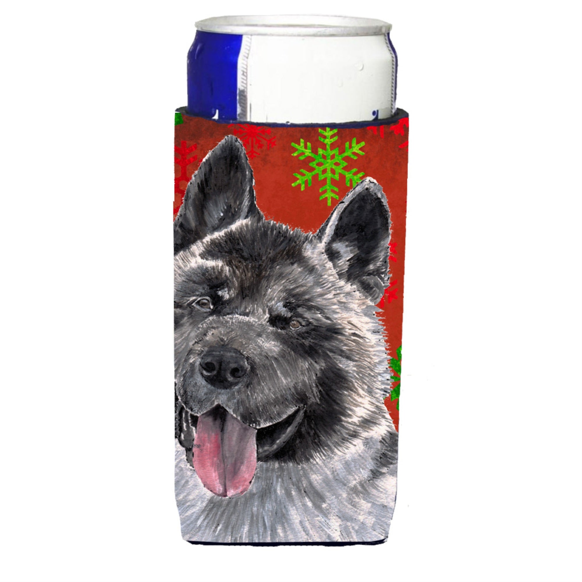 Akita Red Snowflakes Holiday Christmas Ultra Beverage Insulators For Slim Cans Sc9482Muk