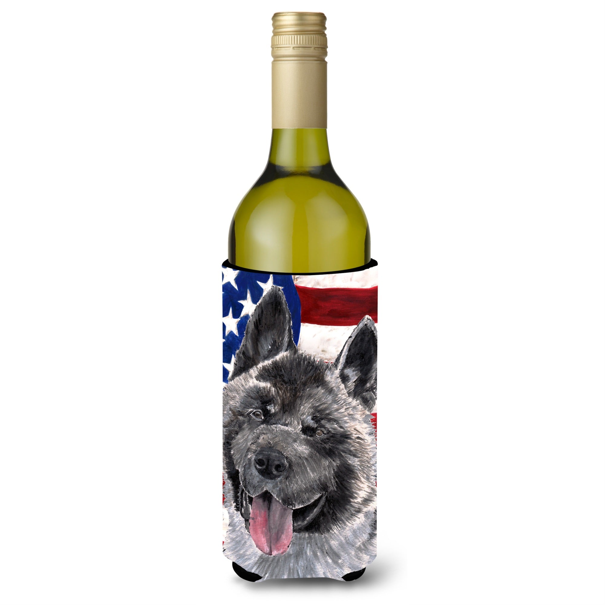 Akita Usa Patriotic American Flag Wine Bottle Beverage Insulator Hugger Sc9487Literk