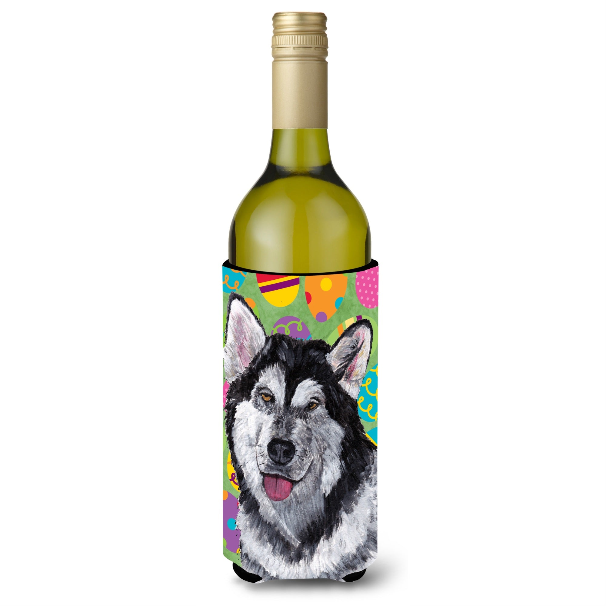 Alaskan Malamute Easter Eggtravaganza Wine Bottle Beverage Insulator Hugger Sc9489Literk