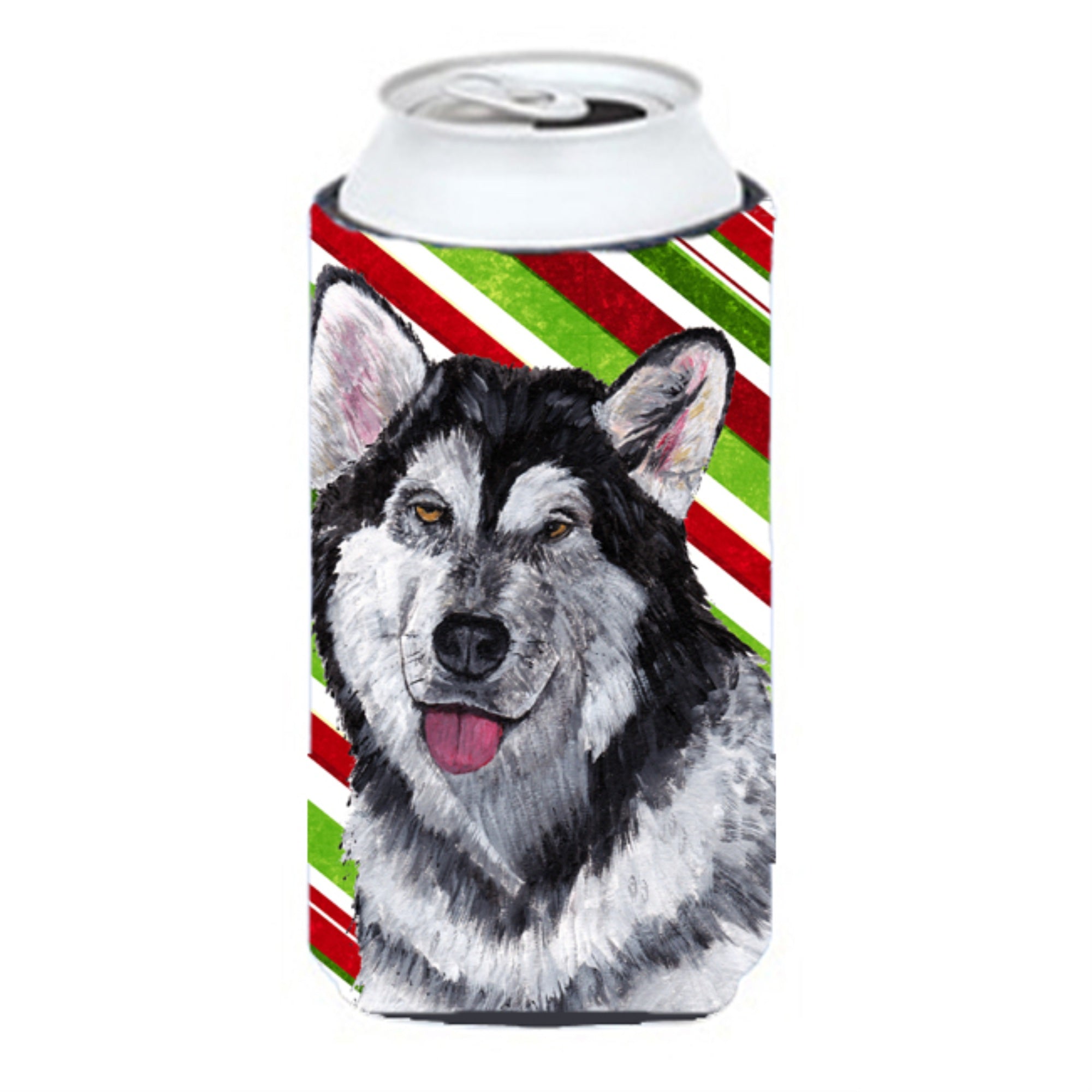 Alaskan Malamute Candy Cane Holiday Christmas Tall Boy Beverage Insulator Hugger Sc9490Tbc