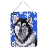 Caroline'S Treasures Alaskan Malamute Winter Snowflakes Holiday Wall Or Door Hanging Prints, 16 X 12