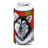 Alaskan Malamute Red Snowflakes Holiday Christmas Tall Boy Beverage Insulator Hugger Sc9492Tbc