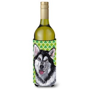 Alaskan Malamute St. Patrick'S Day Shamrock Wine Bottle Beverage Insulator Hugger Sc9493Literk