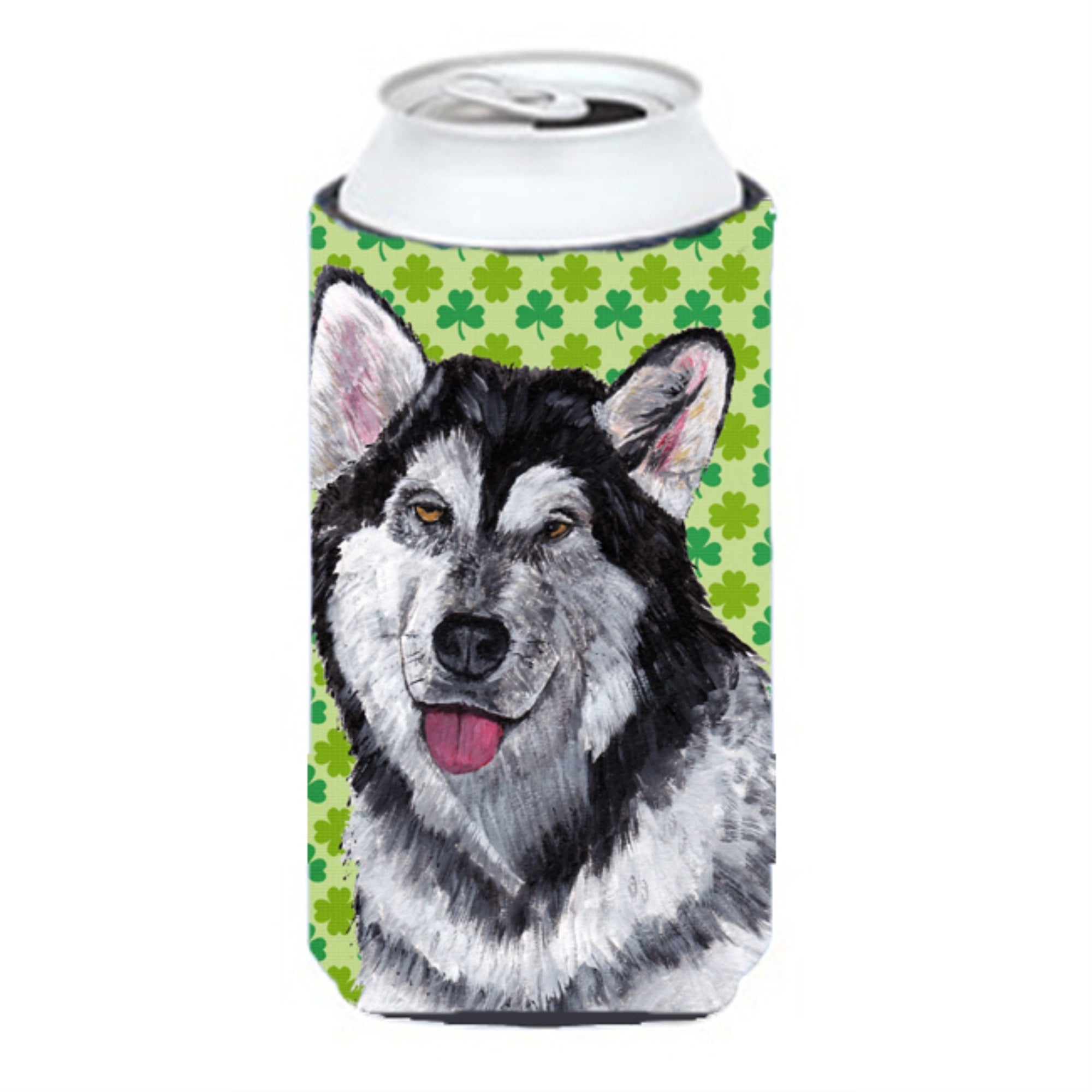Alaskan Malamute St. Patrick'S Day Shamrock Tall Boy Beverage Insulator Hugger Sc9493Tbc