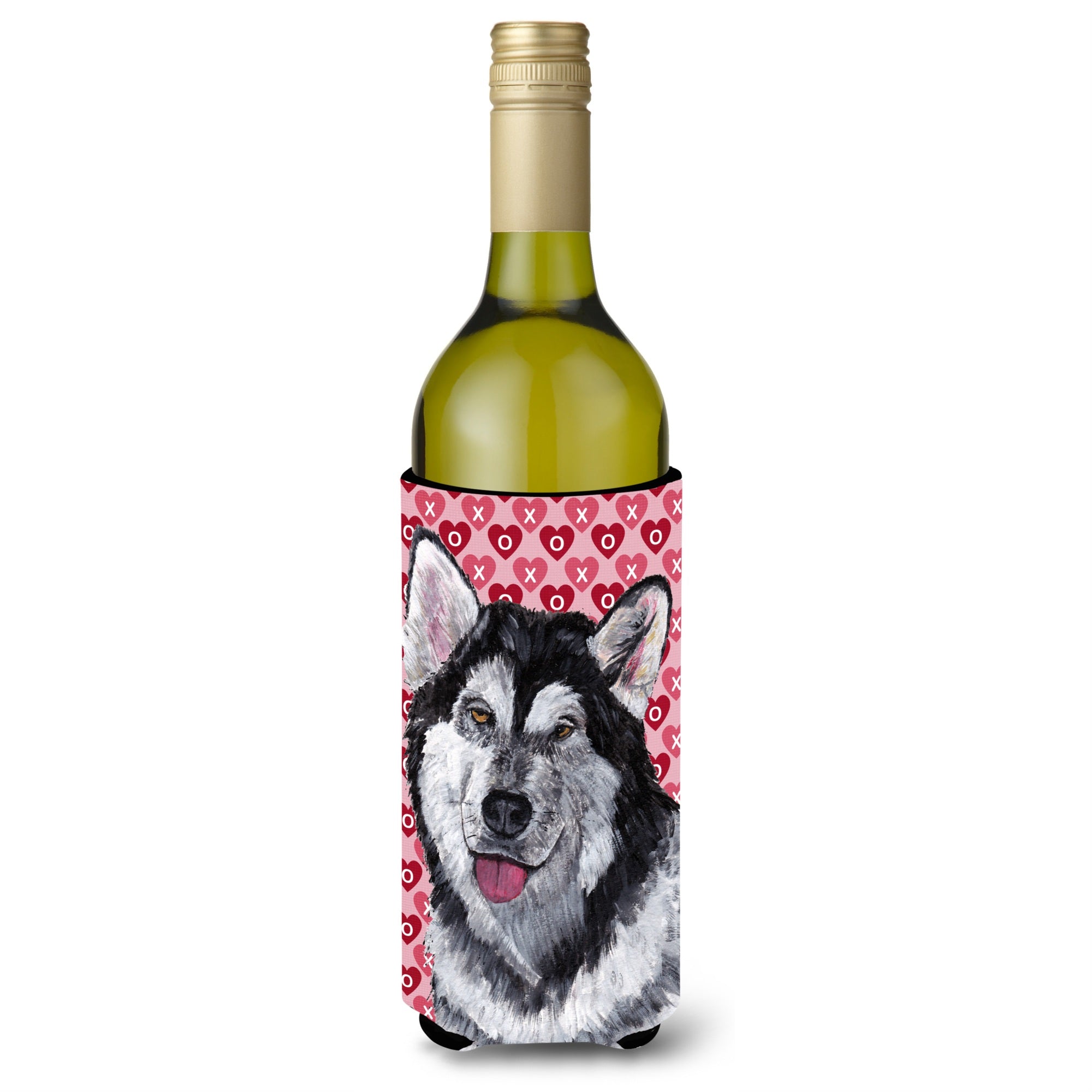 Alaskan Malamute Hearts Love And Valentine'S Day Wine Bottle Beverage Insulator Hugger Sc9494Literk