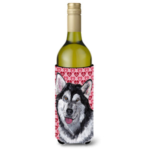 Alaskan Malamute Hearts Love And Valentine'S Day Wine Bottle Beverage Insulator Hugger Sc9494Literk