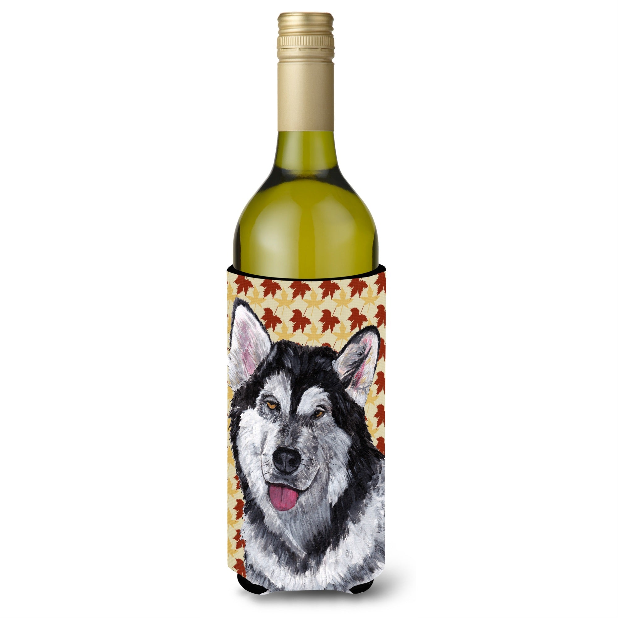 Alaskan Malamute Fall Leaves Wine Bottle Beverage Insulator Hugger Sc9495Literk
