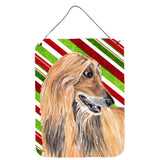 Caroline'S Treasures Afghan Hound Candy Cane Holiday Christmas Wall Or Door Hanging Prints, 16 X 12