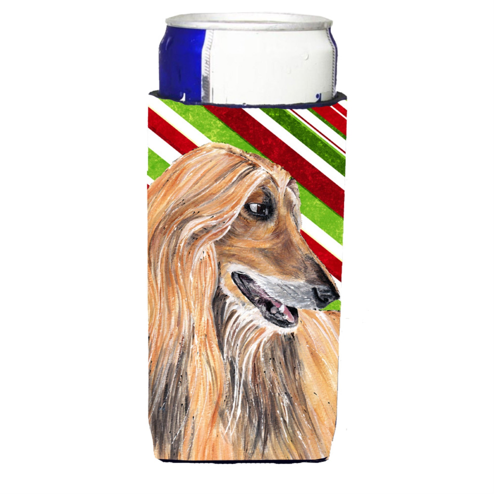 Afghan Hound Candy Cane Holiday Christmas Ultra Beverage Insulators For Slim Cans Sc9498Muk