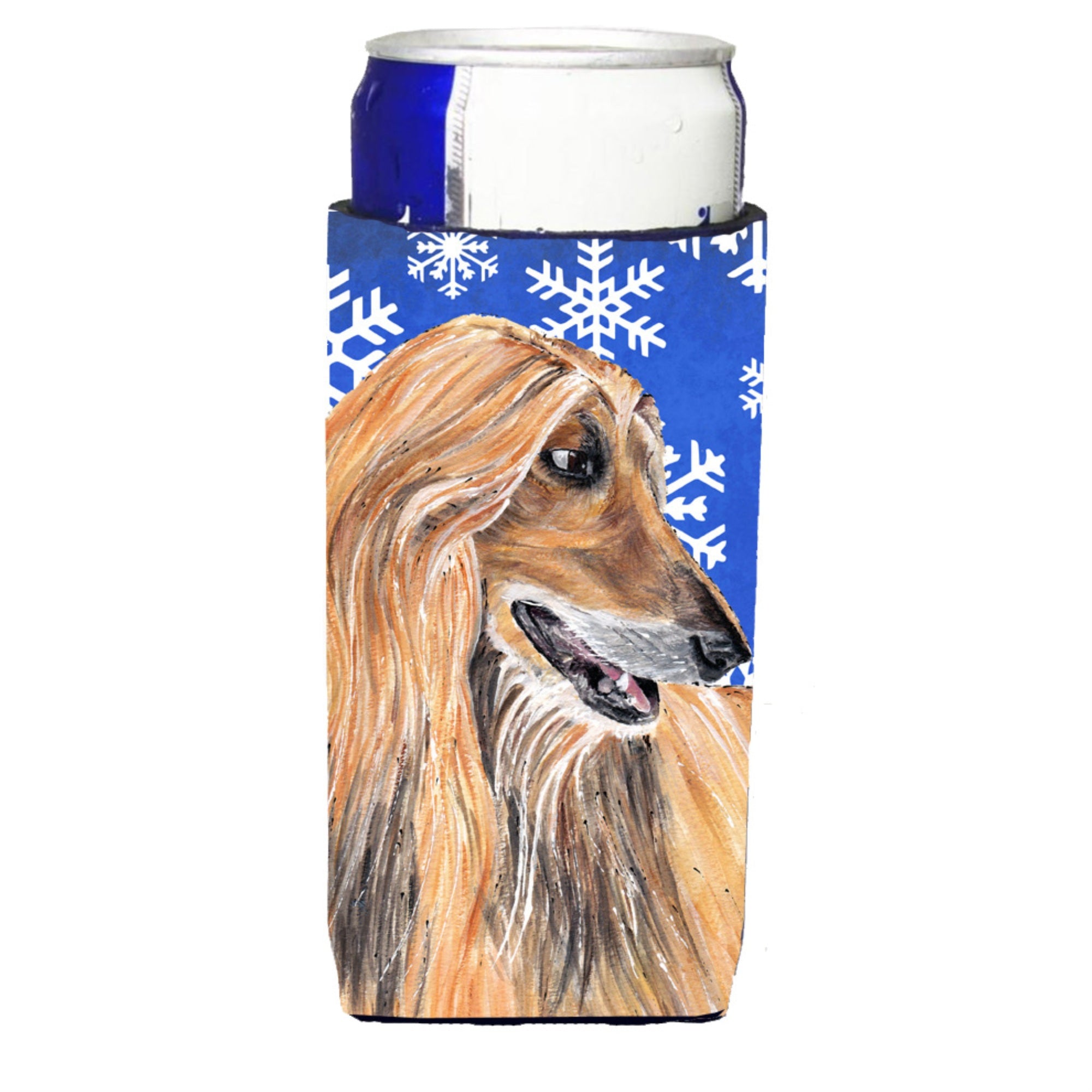 Afghan Hound Winter Snowflakes Holiday Ultra Beverage Insulators For Slim Cans Sc9499Muk