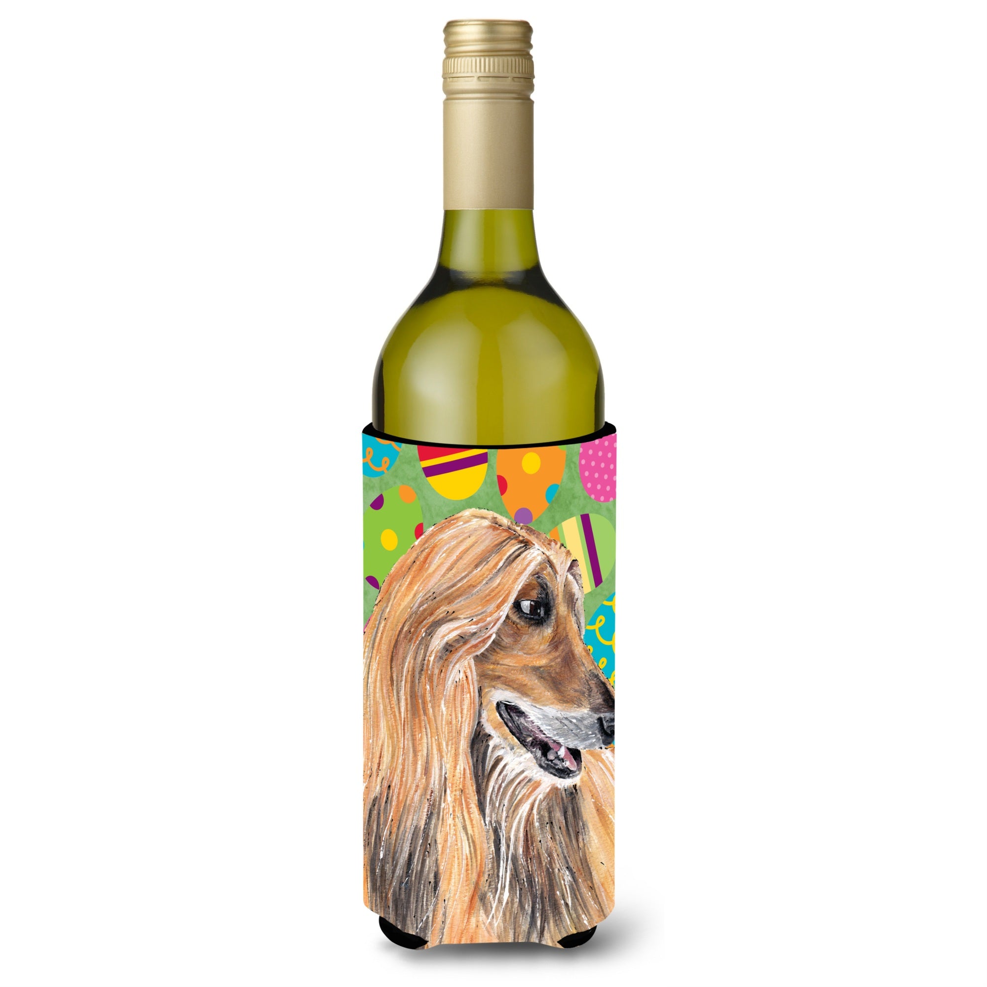 Afghan Hound Easter Eggtravaganza Wine Bottle Beverage Insulator Hugger Sc9500Literk